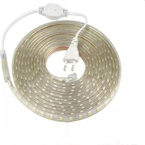 2 meter LED-stripe med europeisk plugg, IP65 vanntett, 220V LED-stripe, kaldhvit