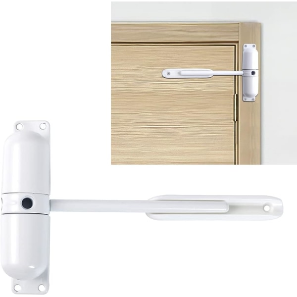 Automatisk dørlukker, sikkerhedsfjeder - nem at installere for at konvertere hængslede døre til selvlukkende - hvid