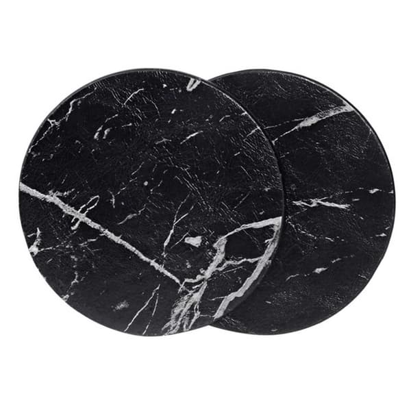 6-pak vendbare glasbrikker sort marmor PU med holder