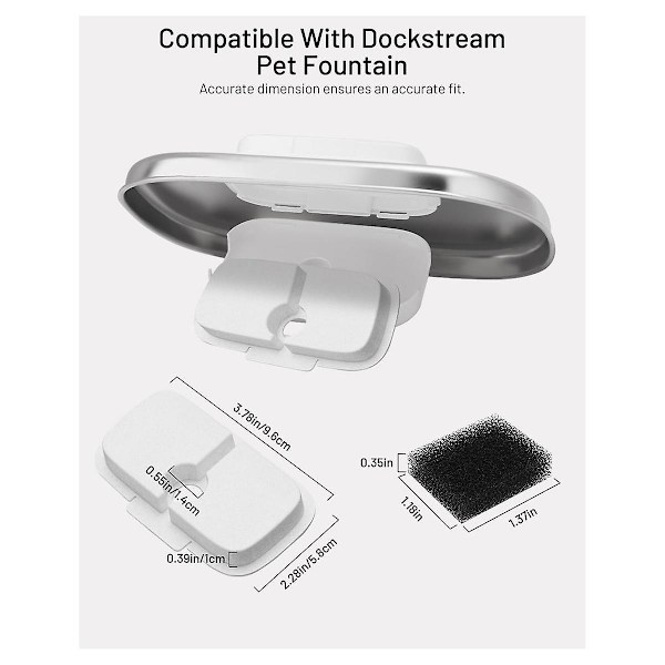 12 stk. udskiftningsfiltre til Dockstream trådløs kattevandfontæne PLWF005/PLWF115/WF105, kæledyrsf
