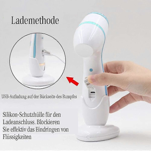 Ansigtsrensebørste, vandtæt elektrisk ansigtsbørste tovejsrotation med 3 børstehoveder USB genopladelig ansigtsrenseenhed til eksfoliering af hud