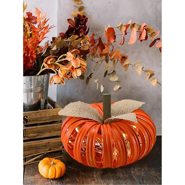 Orange Höst Pumpa Lykta Dekoration Med Batteridrivna Slingor För Halloween Och Thanksgiving