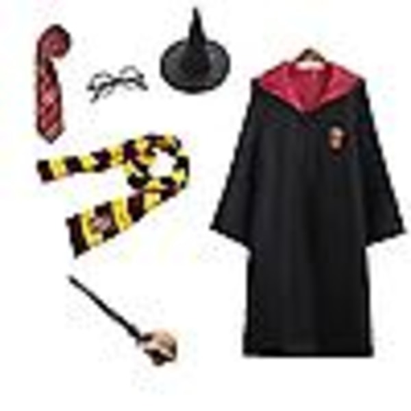 Harry Potter 6-delars Set Magisk Trollkarl Cosplay Maskeradkappa Kostym (135cm (7-8 år) röd)