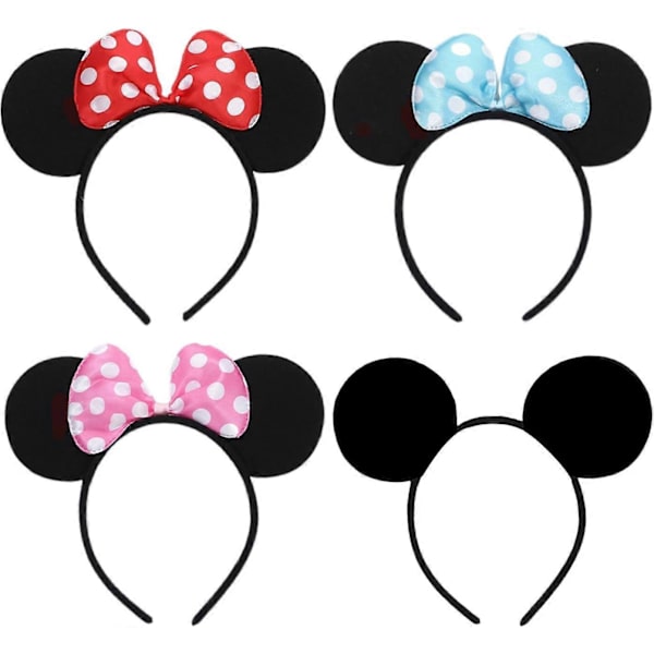 4 stk. Mickey Mouse Øre-Hårbånd - Nyhed Tilbehør Til Feriefest, Fødselsdagsfest, Cosplay Tilbehør Til Voksne/Børn