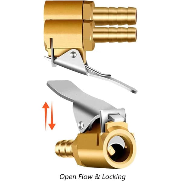 3-delad mässingsmunstyckessats, luftpumpklämma, uppblåsningsventilkoppling, bildäcksventiladapter, för bil- eller lastbilsdäck, hullingförsedd typ, 6 mm