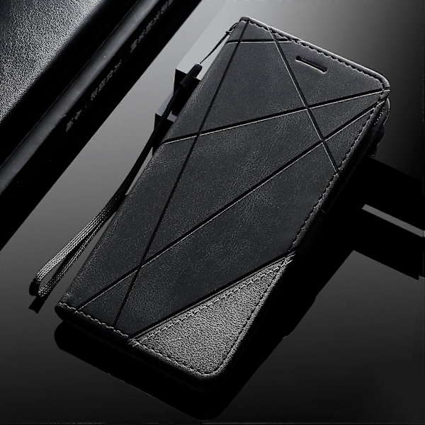Fodral för Xiaomi Redmi 13C Läder Magnetiskt Folio Omslag med Kortfack Kompatibelt med Xiaomi Redmi 13C Svart