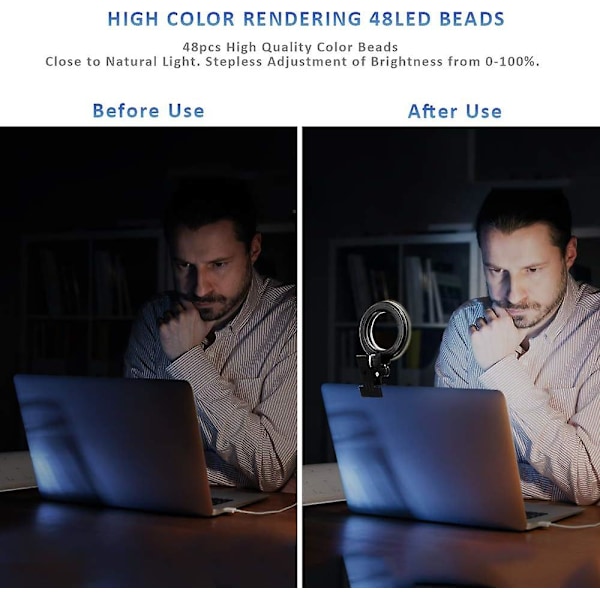 Usb Led Ring Light til bærbar computer - Perfekt løsning til webcaml belysning
