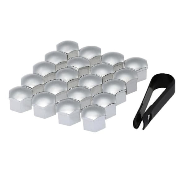 4x20kpl Universaali 17mm Pyöränmutterin Suojukset Mutterin Suojukset Ruuvin Suoja Hopea
