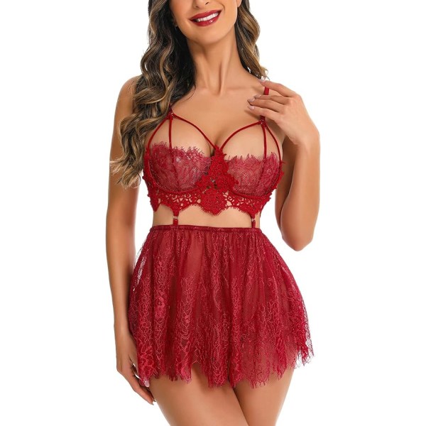 Kvinders sexet underkjole velegnet til bryllupsnatpyjamas red L