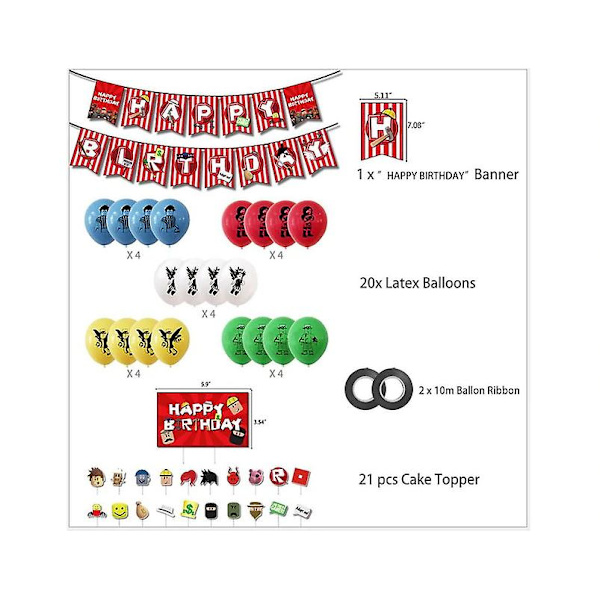 Roblox festartikler Ballonger Kakepynt Banner Bursdagspynt Spill LANG