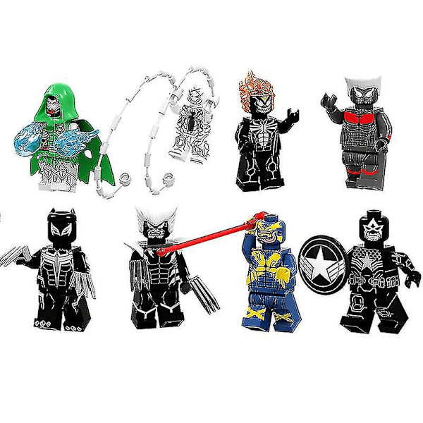 8 stk. Superhero Venom Serie Us Team Spider-man Ghost Rider Samlet Byggeklods Mini Legetøj