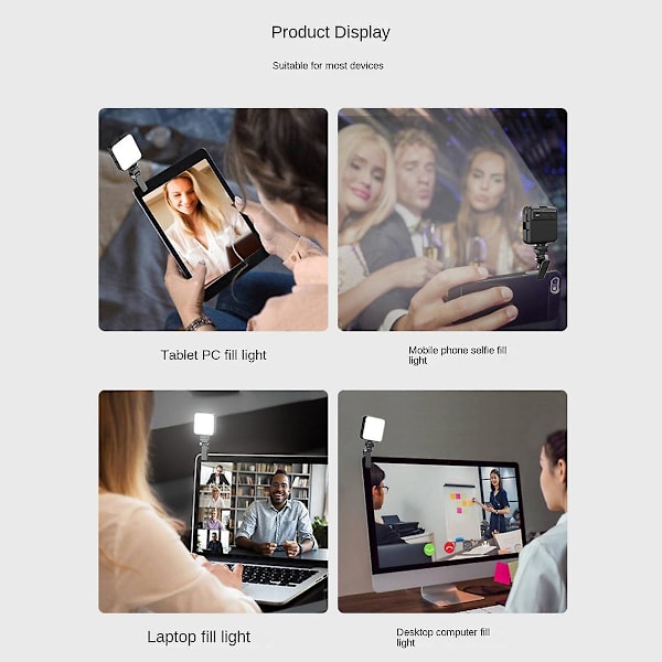 Fl02 Mini-kamera Täyttövalo Led Live Selfie-valo Matkapuhelin Tietokone Täyttövalo Videoneuvottelu Himmennettävä Täyttövalo
