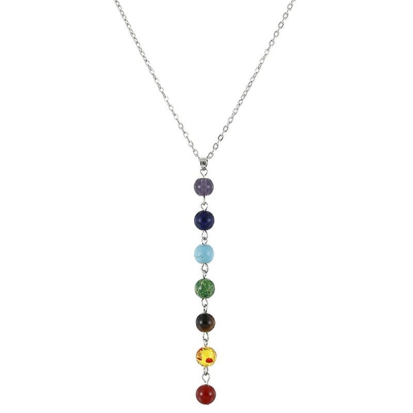 7 Chakra Stones Halsband Multicolor Agate Pendant Halsband Bead Balancing Halsband För kvinnor