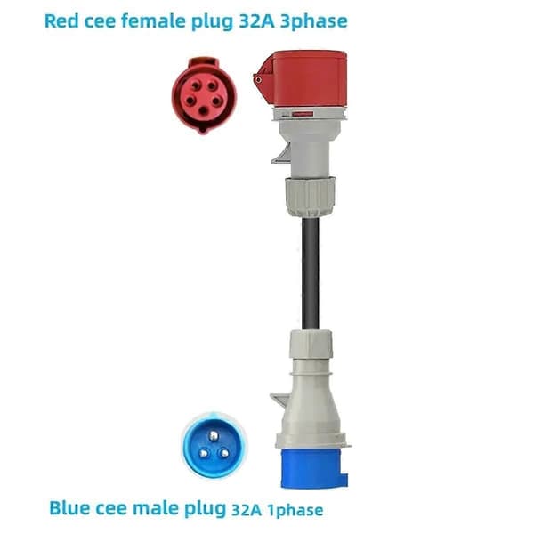 EV Bærbar Oplader Schuko Stik til Rød Strøm Hun Stik Adapter Blå Forbindelse med 32A 3-faset