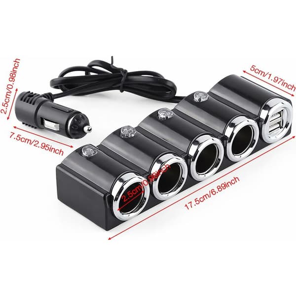 DC 12V/24V USB 4-veis universell billader for sigarettenner med hurtiglading