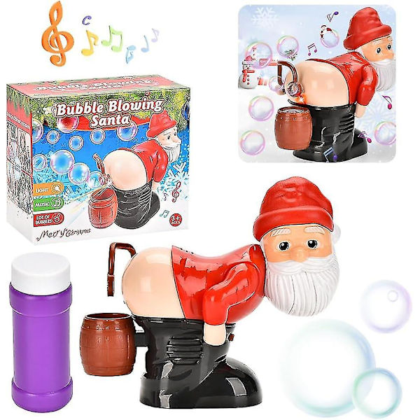 Santa Fart-Bubbelblåsare - Rolig Jultomte-Bubbelblåsare, Automatisk Bubbelmaskin Med Ljus & Musik