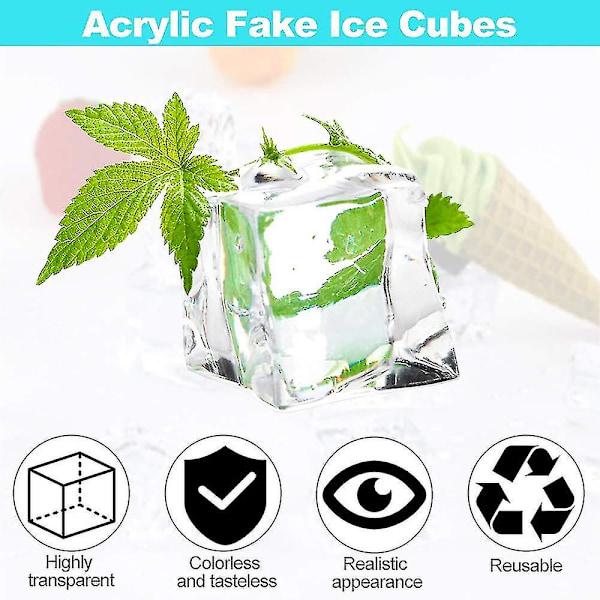 100 st 18*18mm Konstgjorda Akryl Isbitar Transparenta Falska Isbitar Diamant Plast Isbitar Falsk Krossad Is för Heminredning
