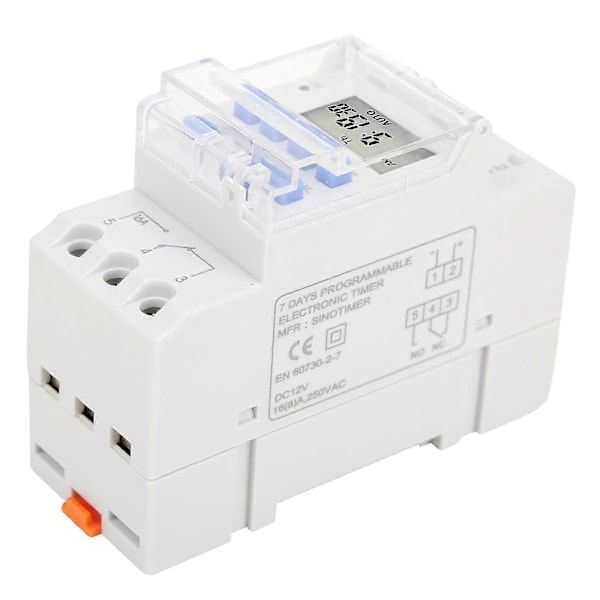 Viikoittainen ajastinkytkin 12V DC 16A LCD-näytöllä ja lähtölaskentatoiminnolla, irrotettava paristo