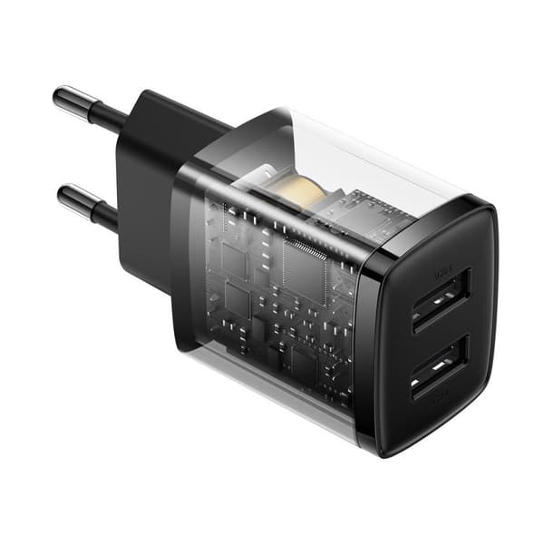 Baseus Compact 2xUSB 10.5W svart vegglader