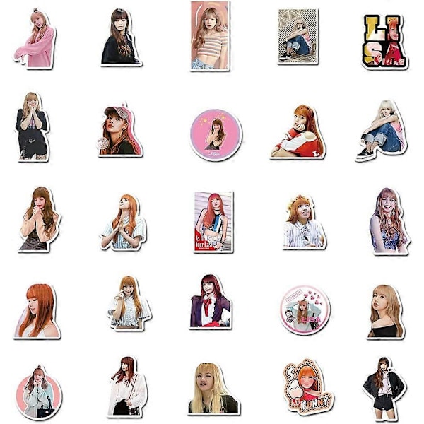 Kpop Black Pink -tarrat kannettavalle tietokoneelle (50 kpl), lahja lapsille, teineille, aikuisille, tytöille ja pojille, vedenpitävät tarrat vesipulloon, laulaja