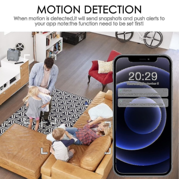 Bimirth Camera Smoke Detector - Camera Hd 1080p Wi-fi Night Vision/Rörelsedetektering/Namny Kamera för inomhussäkerhet/support Ios/android Inget ljud