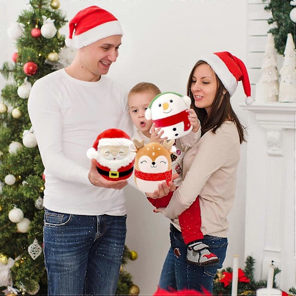 20cm Julren Plush Kudde Leksaker, 3D Söt Jultomte Fylld Ren Kudde Dock Squishy Bomulls Plushies Dock, Super Mjuk Leksak Present till Barn Barn