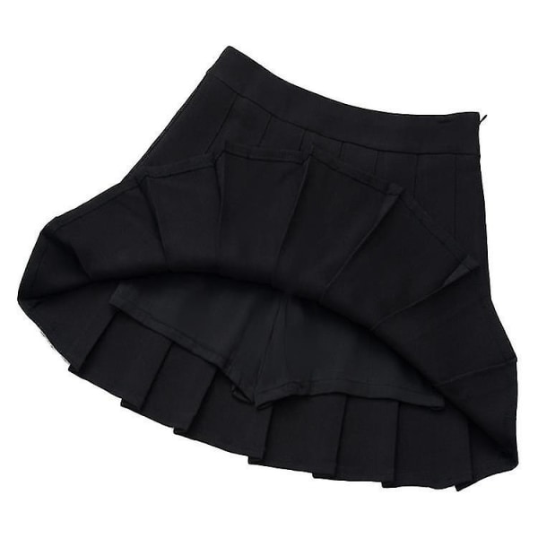 Kvinnor med hög midja, plisserad dragkedja i tennisstil Skater-minikjol 7 Black New XL UK Size 10
