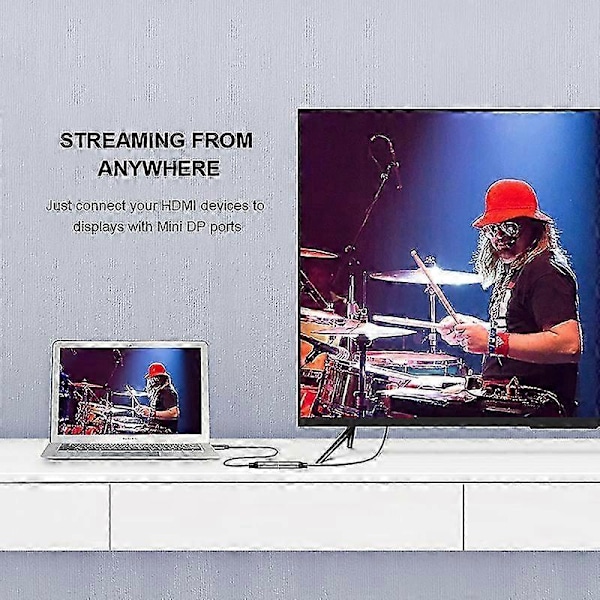 QGeeM HDMI til Mini DP Konverter Adapterkabel UHD 4K@30Hz Plug and Play for PC Laptop