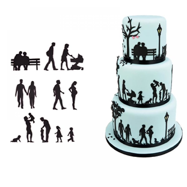 Familj Fondant-skärare, Bröllopskakform Set För Bröllopsdag/Bröllop/Förlovning Tårtdekoration Sockerhantverk Skärverktyg