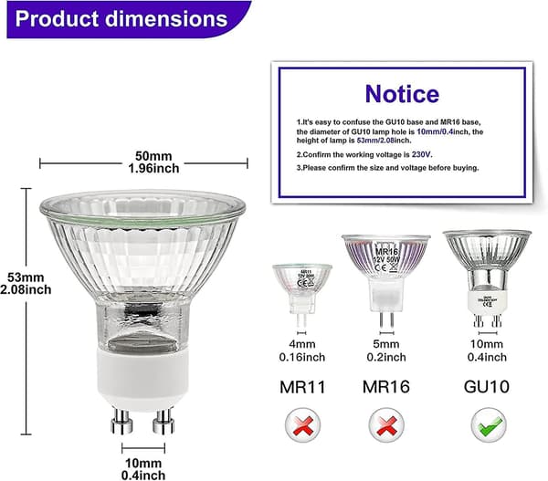 GU10 35W Halogenlampor, Dimbar, 2700K Varmvit, 230V, 6-pack