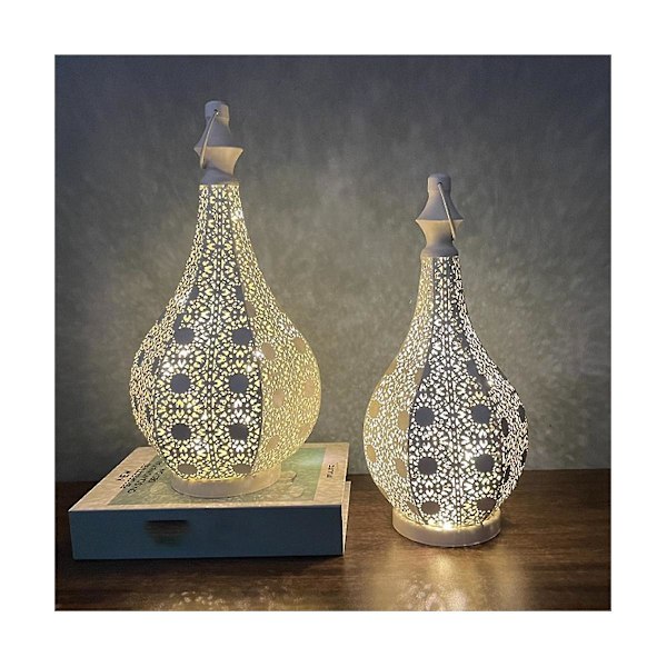 Marockansk Stil Metallbordlampa Batteridriven Sladdlös Lampa Med Julbelysning