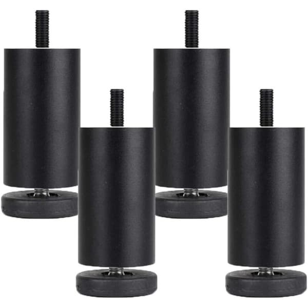 Justerbare møbelben i aluminiumslegering – Sæt med 4 sorte runde ben – 10 cm justerbar højde – Nem installation