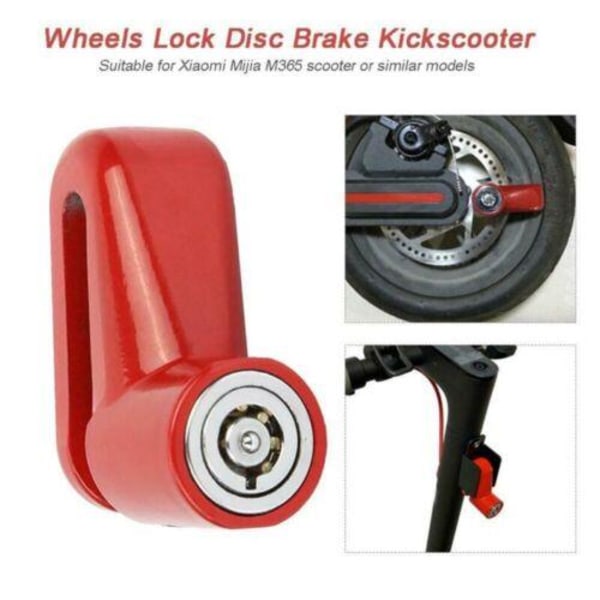 Portable Electric Skateboard Lock Disc Brakes Wheels Lock For Xiaomi Mijia M365 Scooter Skate Board Anti-Theft Metal Steel Wire(Red)