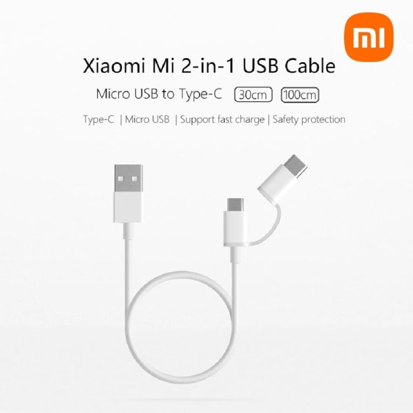 Xiaomi Mi 2-in-1 Cable Micro USB to Type-C (30cm) Vit