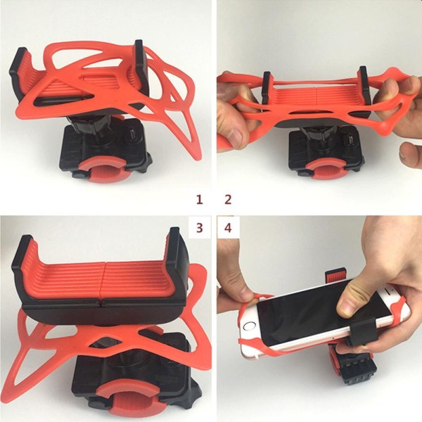 Mobilhållare för cykel scooter röd plastik Phone holder