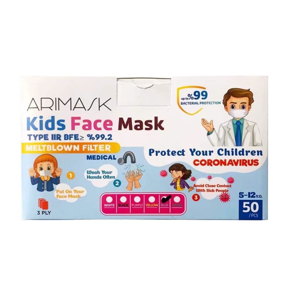 Munskydd för Barn kids mask 50st CE-Märkt 3 lager