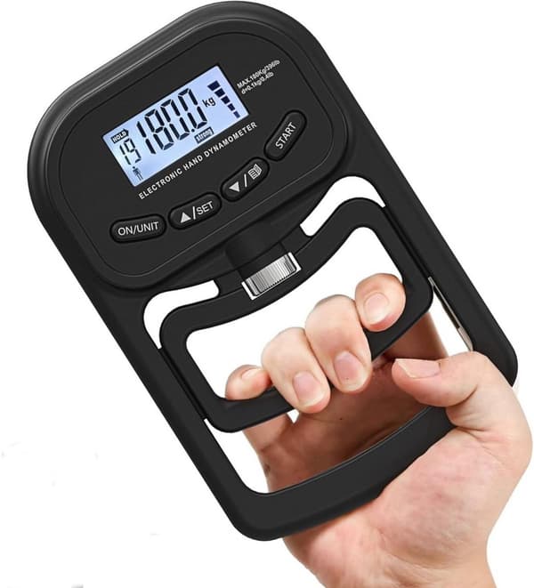 Grip Strength Trainer - 180kg - Electronic Hand Dynamometer - Digital Tester - Finger Strength Trainer - Hand Trainer - Black