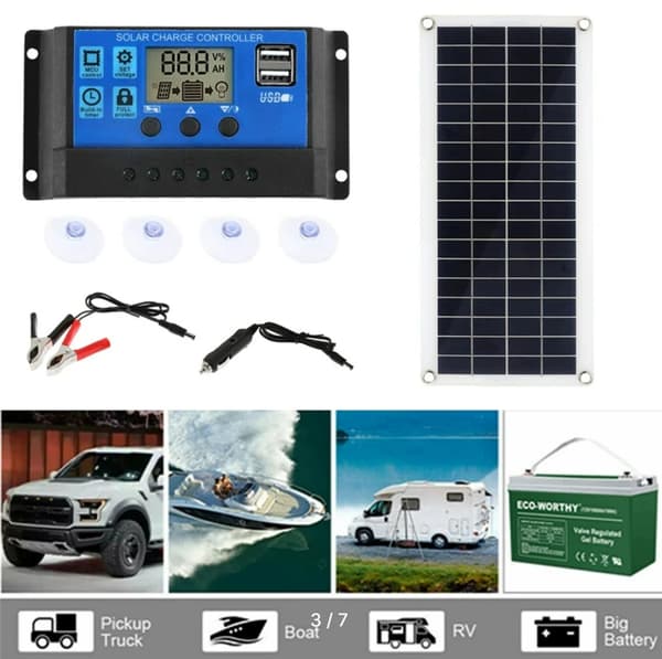 300w 12v Solpanel Kit Batterioplader 300 Watt 12 Volt Off Grid System Med 60a Controller