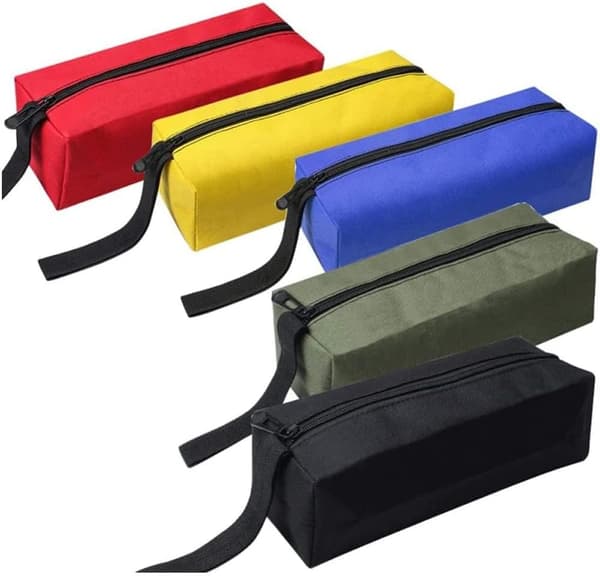 5-pack: Small Tool Storage Bag - Canvas Zipper Pouch for Screwdrivers, Pens, and Small Items