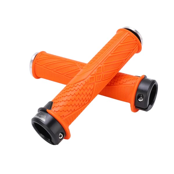 2PCS ENLEE Mountain Bike Handlebars Comfortable TPR Rubber Locking MTB Bicycle Grips Orange