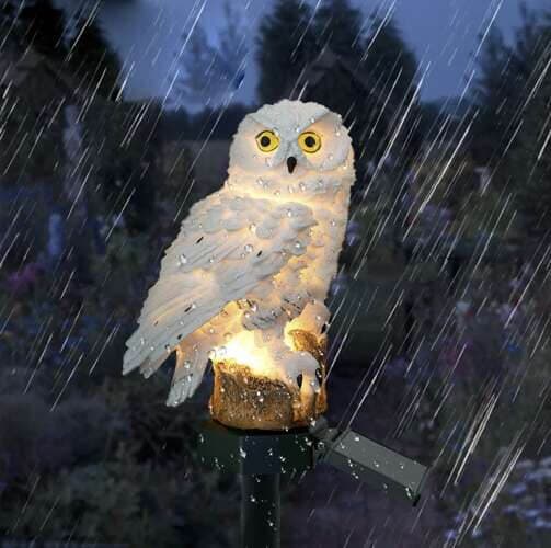Solar Owl Scarecrow for Garden white