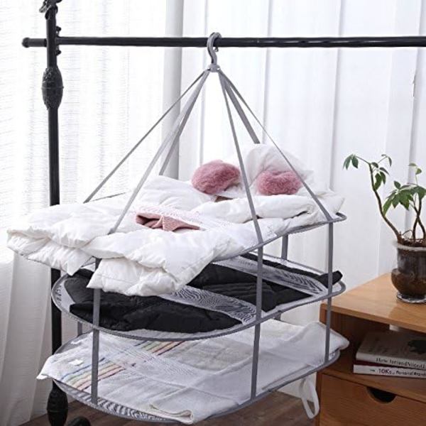 3-tier drying rack for sweaters, hanging clothes dryer, laundry net drying rack, foldable