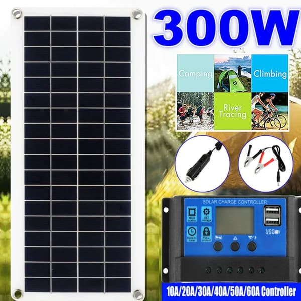 300w 12v Solpanel Kit Batterioplader 300 Watt 12 Volt Off Grid System Med 60a Controller