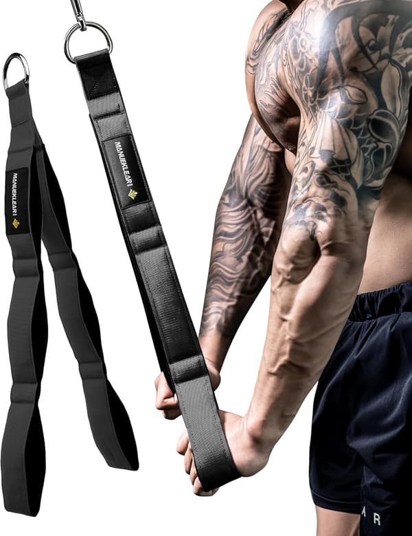 Triceps Rep Attachment - Improved Range of Motion Cable Handle for Pushdowns, Curls, Face Pulls, Professional Gym Use black black color