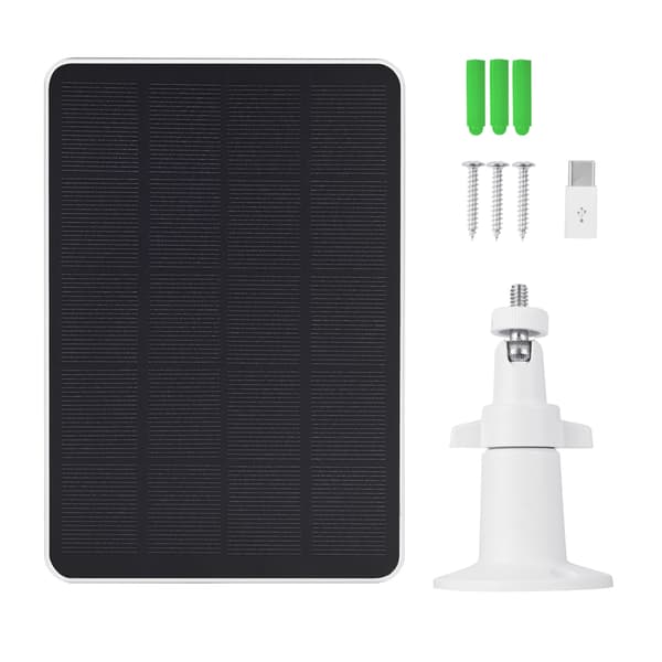 Solpanel 4W til Eufy Eufycam 2/2 Pro/2C/2C Pro/E Vægbeslag med 9,8 fod strømkabel hvid 1 stk