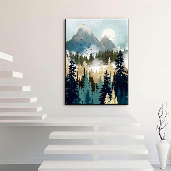 Misty Mountain Forest Diamant Kunst Sæt, Abstrakt Diamant til Voksne
