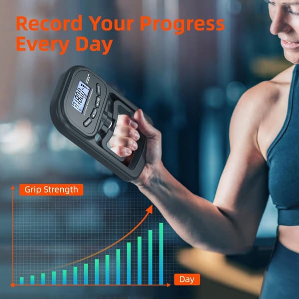 Grip Strength Trainer - 180kg - Electronic Hand Dynamometer - Digital Tester - Finger Strength Trainer - Hand Trainer - Black