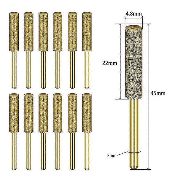 12st Diamond Chainsaw Sharpener Grinding Burrs for Dremel Tool, Professional Precision Chain Sharpening, 4.8mm 4.8mm