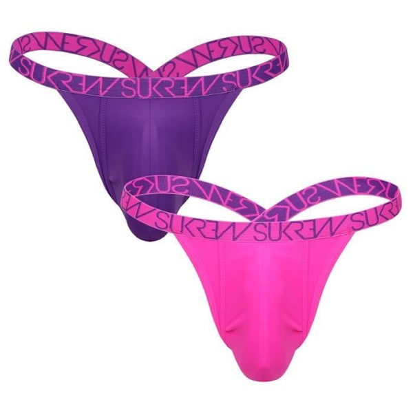 Sukrew - Herreundertøj - Herrestrenge - Bubble Thong 1 x Tyrian Purple + 1 x Shocking Pink - Multicolor - M