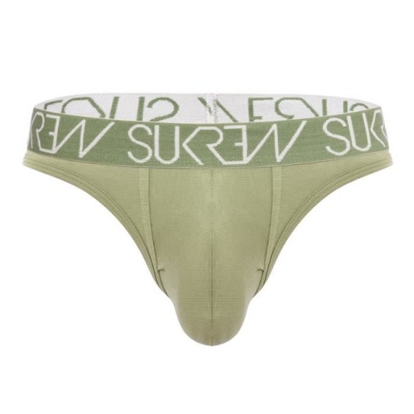 Sukrew - Underkläder för män - Strumpor för män - Klassisk stringtrosa Khaki - Grön - 1 x Grön XL